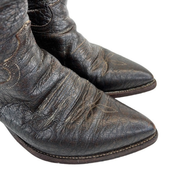 Vintage Justin Men’s Style 1310 Roper Dark Brown Bullhide Cowboy Boots - Picture 10 of 15